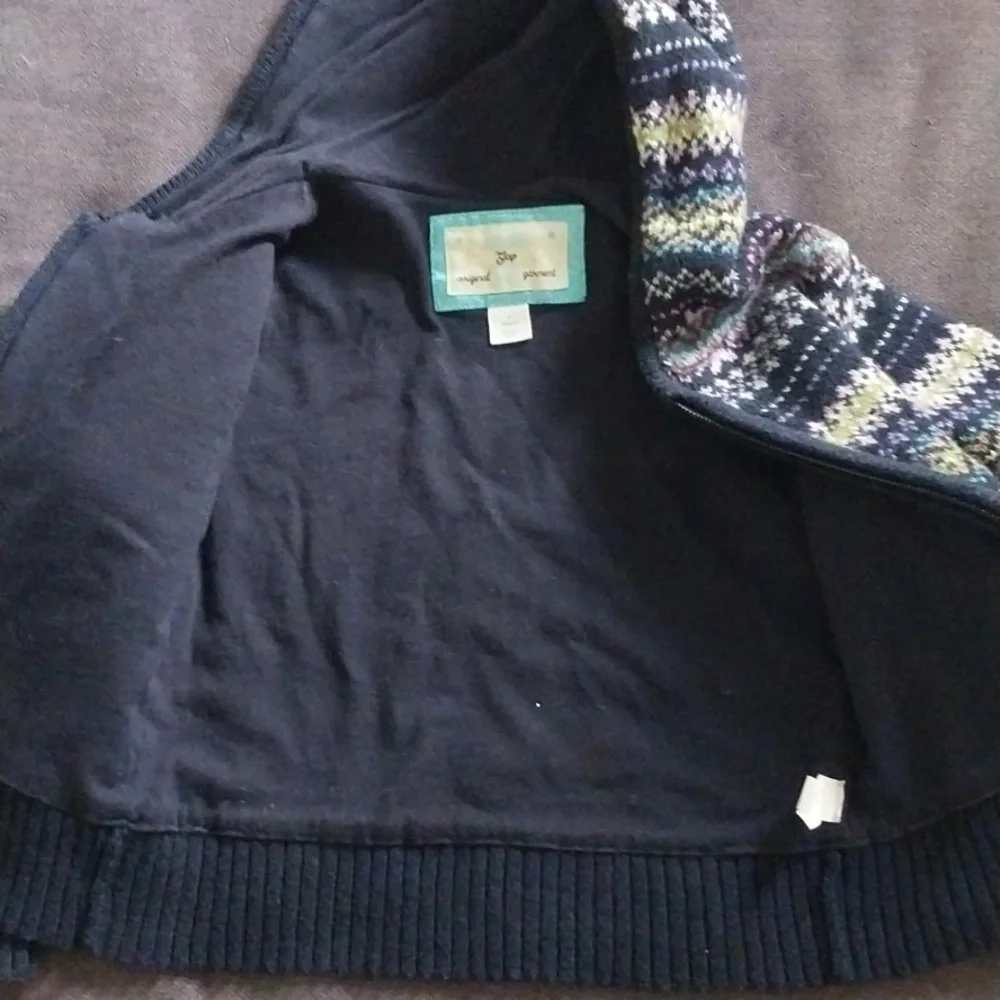 Gap Patterned Kids Hooded Sweater with Pom-Pom 4T